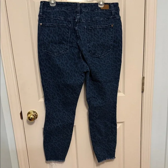 Judy Blue Dark Blue Leopard-Print Skinny Jeans - Picture 3 of 3